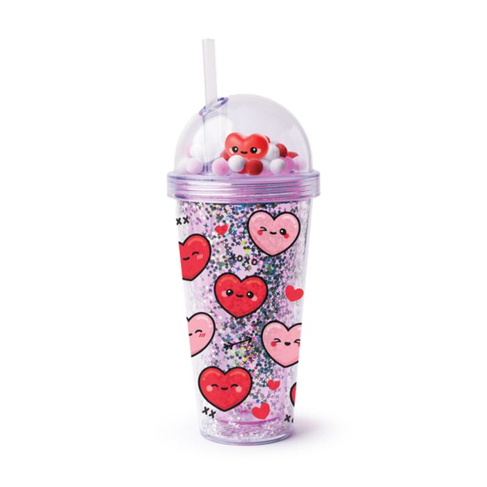 L Adoramals Heart Double Walled Cup With Charms