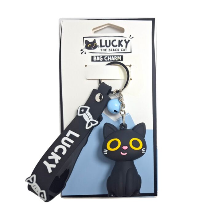 Black Cat 3D Pvc Bag Charm  Keychain