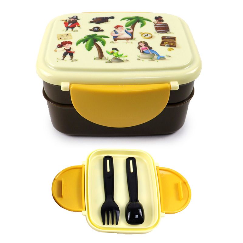 Clip Top Stacked Bento Lunch Box With Cutlery Jolly Rodgr Pirate