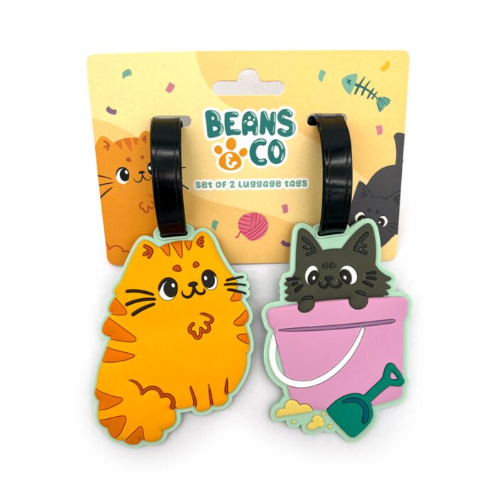 Beans & Co Cats Pair Pvc Luggage Tag
