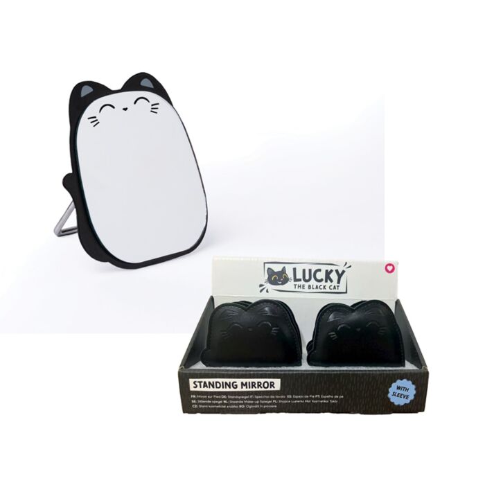 Lucky Black Cat Free Standing Mirror