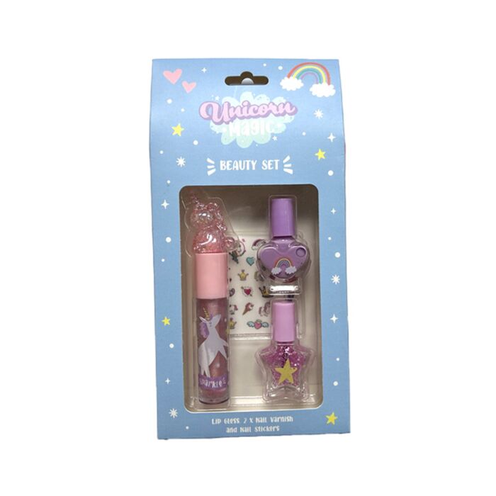 Lip Gloss And Nail Cosmetic Beauty Set - Unicorn Magic