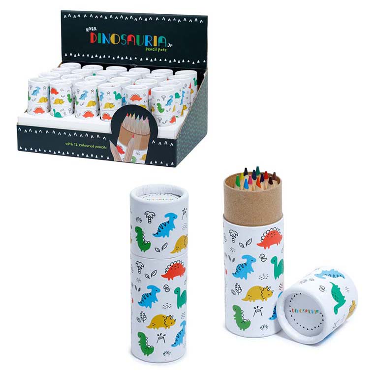 Dinosauria Pencil Pot With 12 Pencils