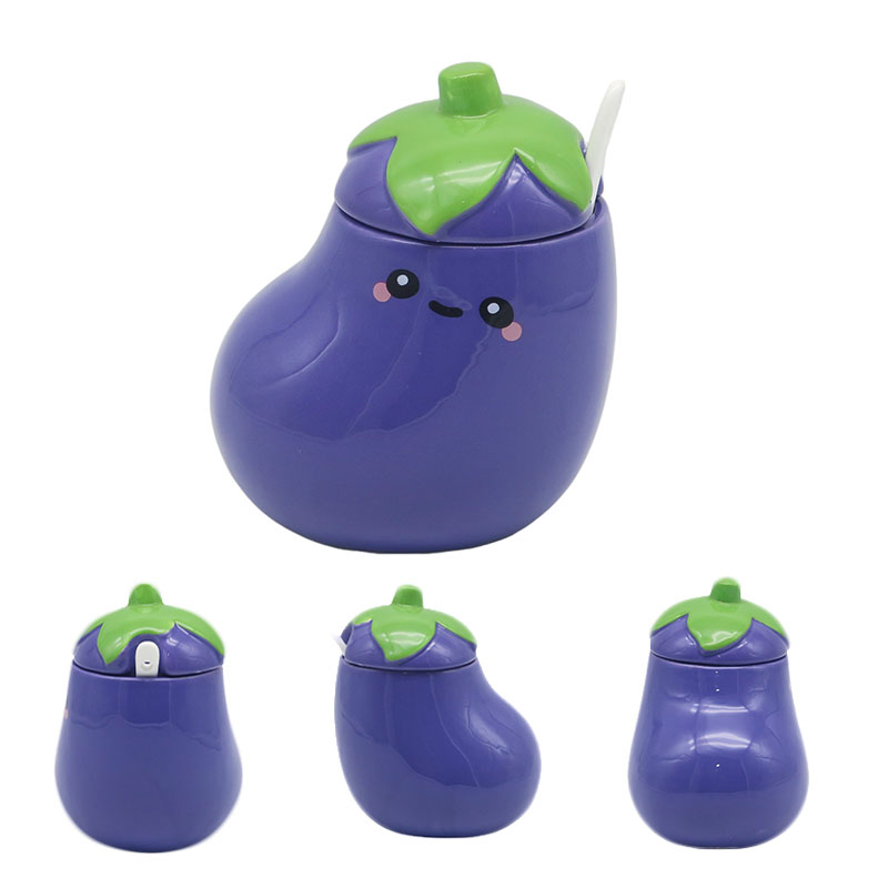 Aubergine Pot With Lid And Spoon