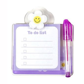 Mini Acrylic Clip Board With Pen - Flower