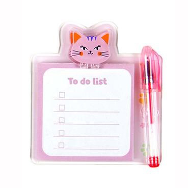 Mini Acrylic Clip Board With Pen - Cats Head