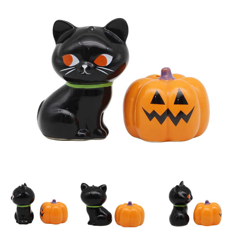 Salt And Pepper Set - Cat And Pumpkin