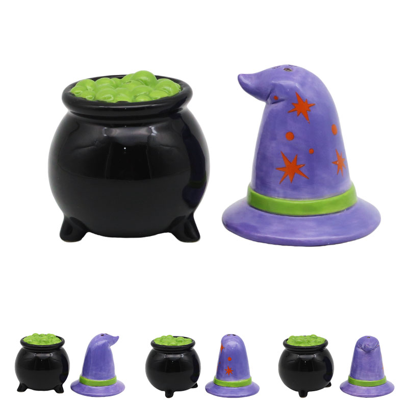 Salt And Pepper Set - Cauldron And Witches Hat