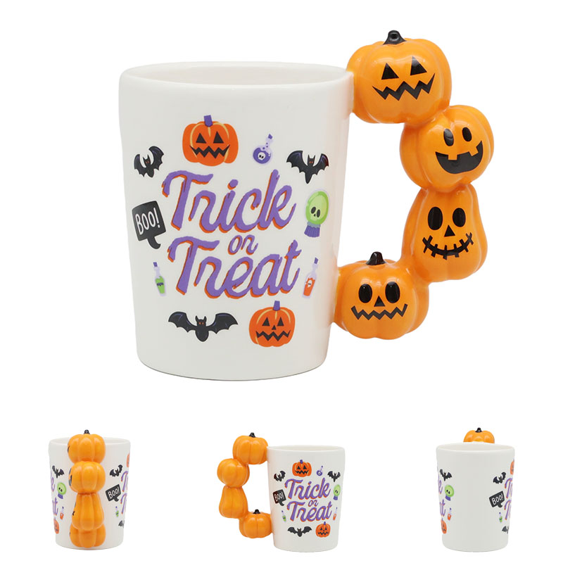 Shaped Handle Mug - Pumpkin - Row Of 4