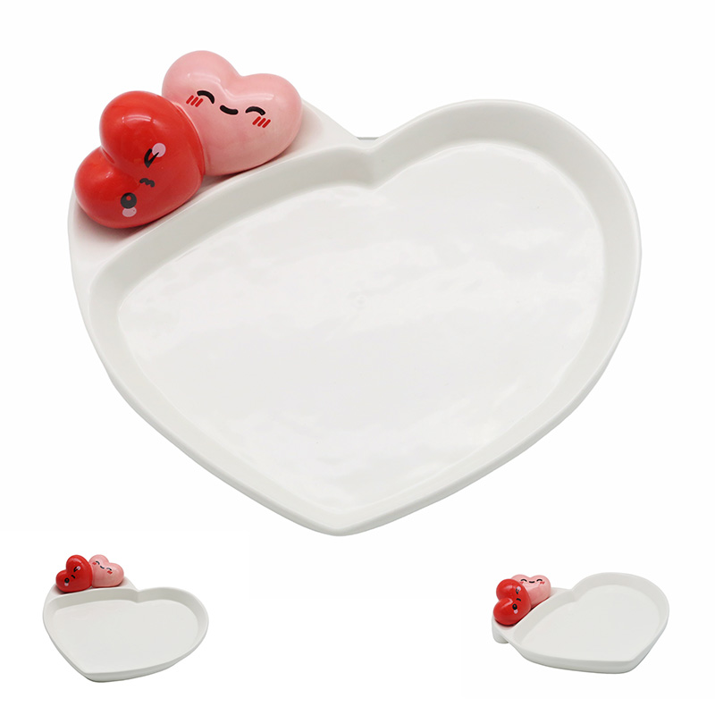 Heart Dish With Two Hearts (White Dish)