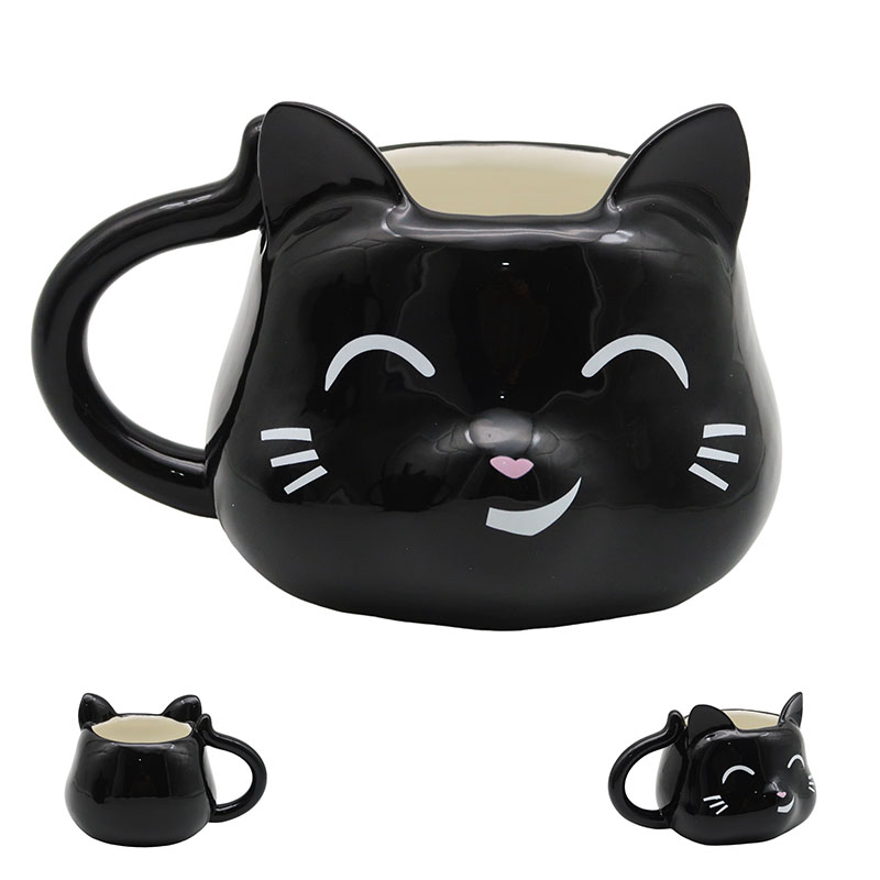 Lucky Black Cat Head Mug