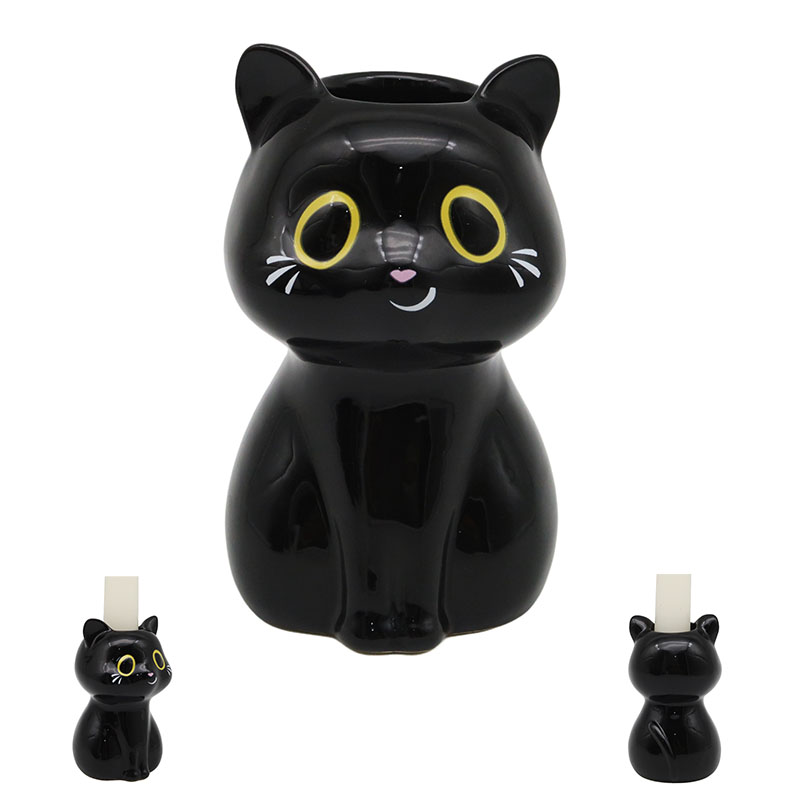 Lucky Black Cat Candle Holder