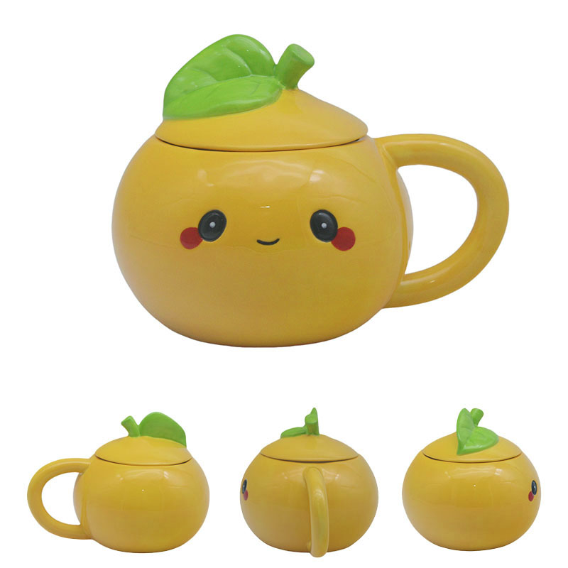 Foodiemals Ceramic Collection Orange Full Body Mug With Lid