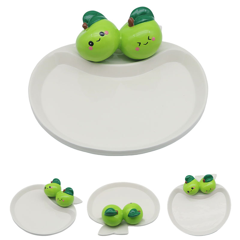 Foodiemals Ceramic Collection Apple Dish With Two Apples