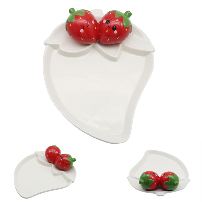 Foodiemals Ceramic Collection Strawberry Dish With Two Strawberr