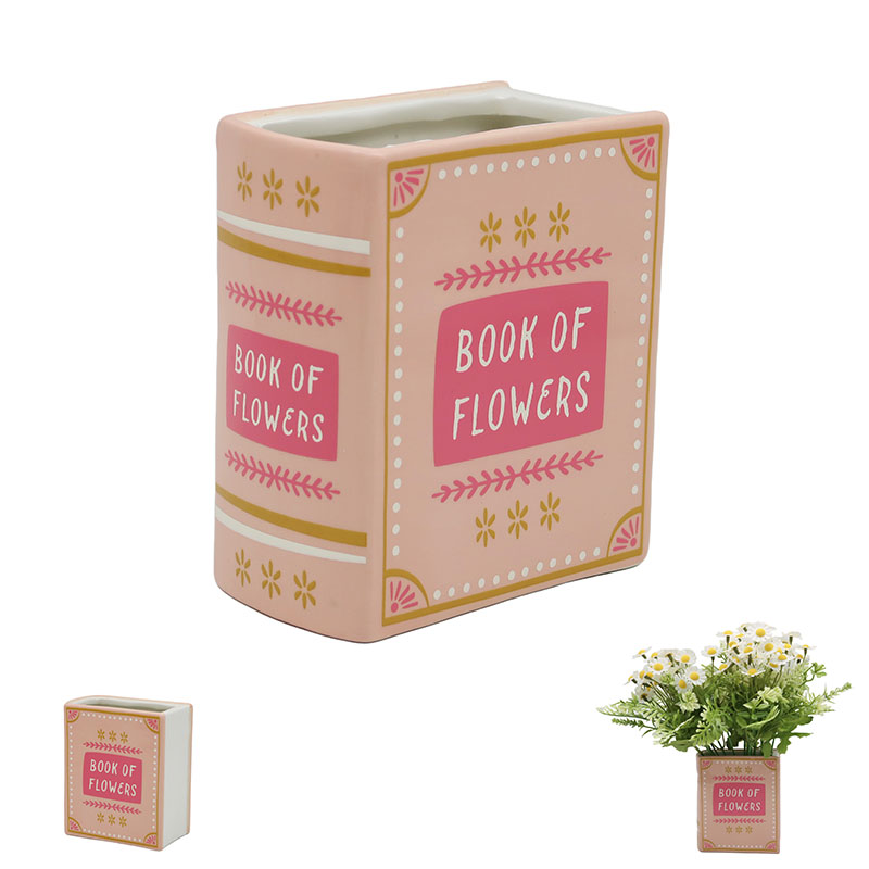 Pink Book-Shaped Vase