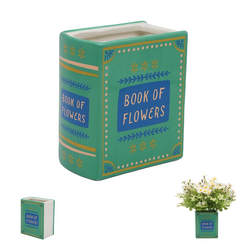 Green Book-Shaped Vase