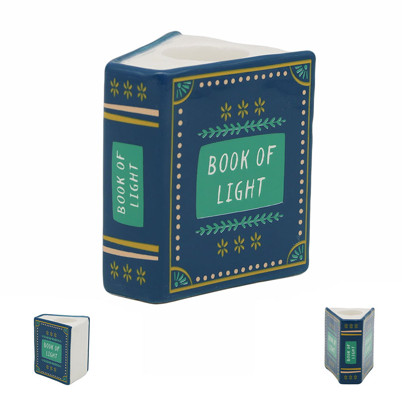 Blue Book-Shaped Candle Holder