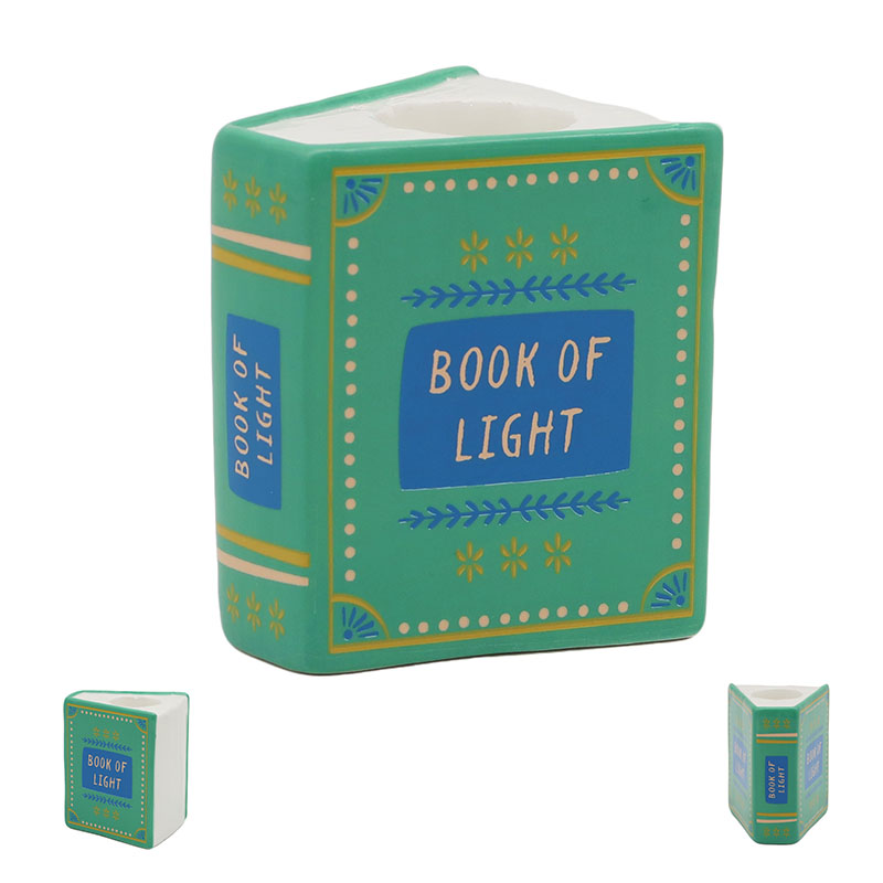 Green Book-Shaped Candle Holder
