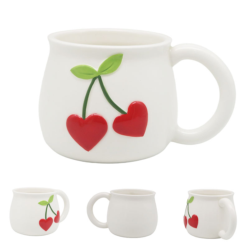 Foodiemals Ceramic Embossed Cherry Hearts On Mug - Round Mug