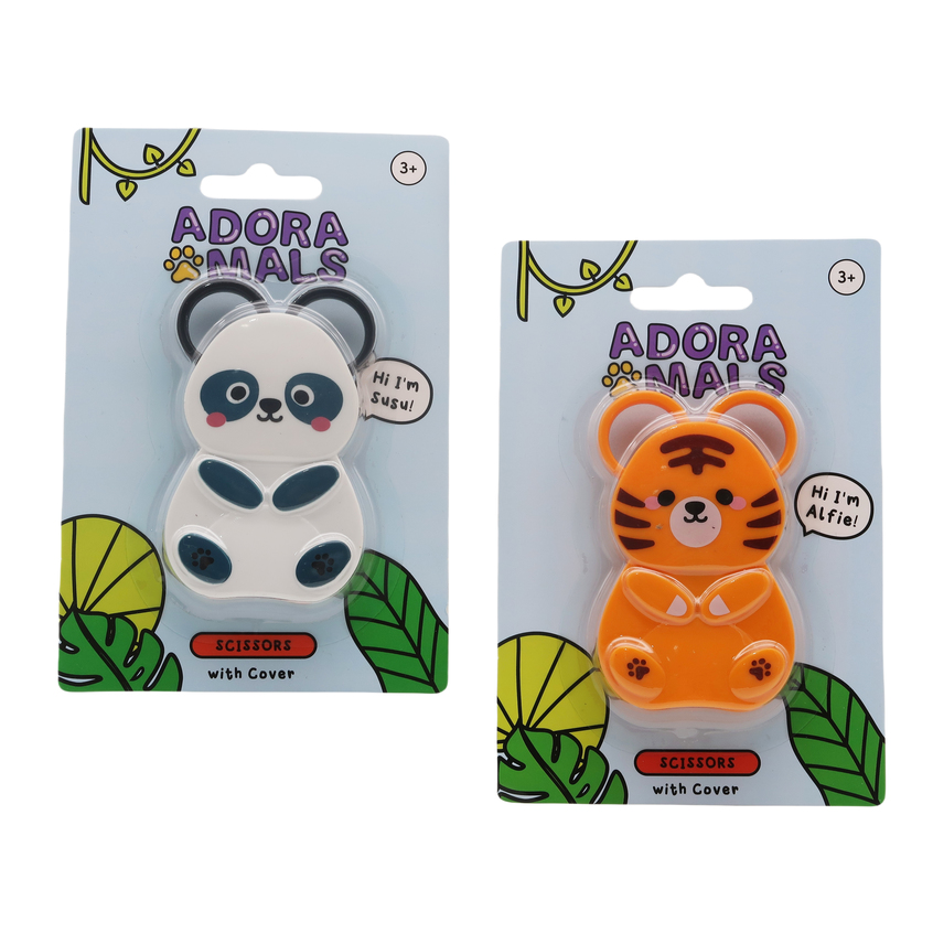 Safetfy Scissors In Tiger And Panda Adoramals  Sleeve