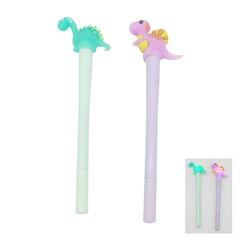 Led Dinosaur Purple / Green Fine Tip Pen - 2 Assorted