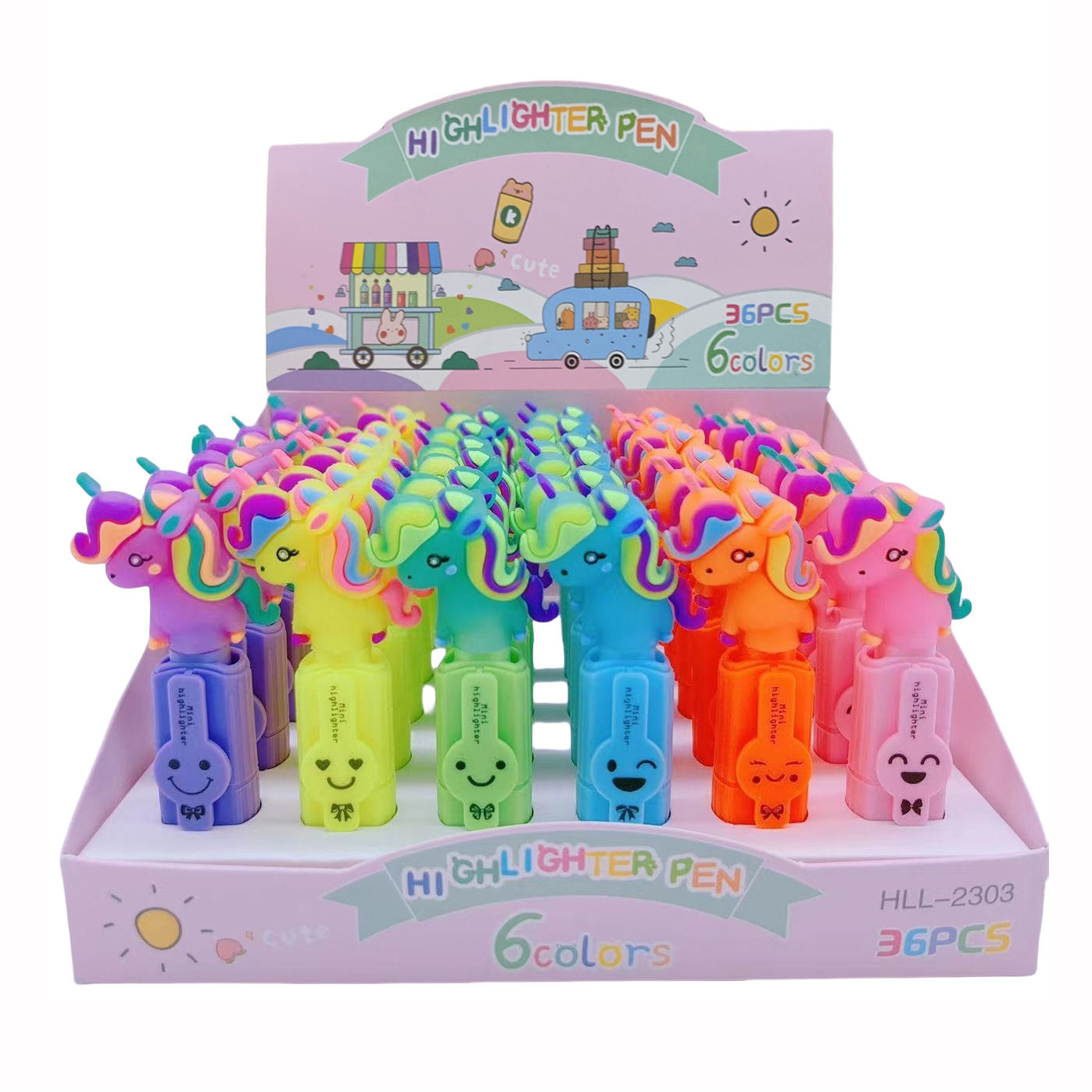 Highlighter - Unicorn - 6 Colours Adsorted (Flat)