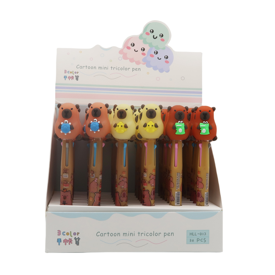 Capybara 3 Colour Pen - 3 Assorted