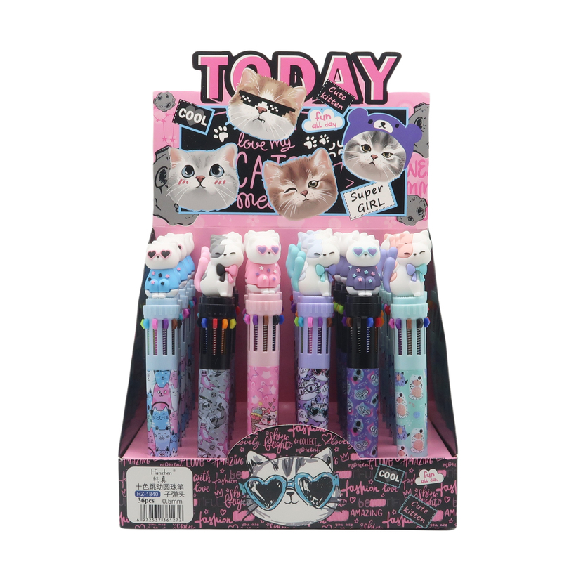 Cool Cat 10 Colour Pen - 6 Assort