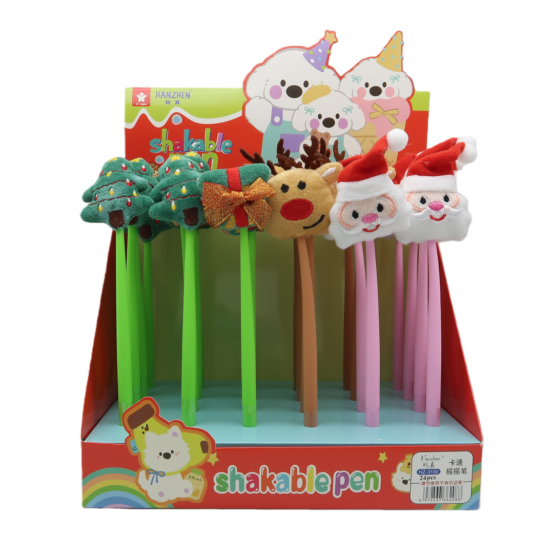 Christmas Plush Silicon Pen, 4 Assorted