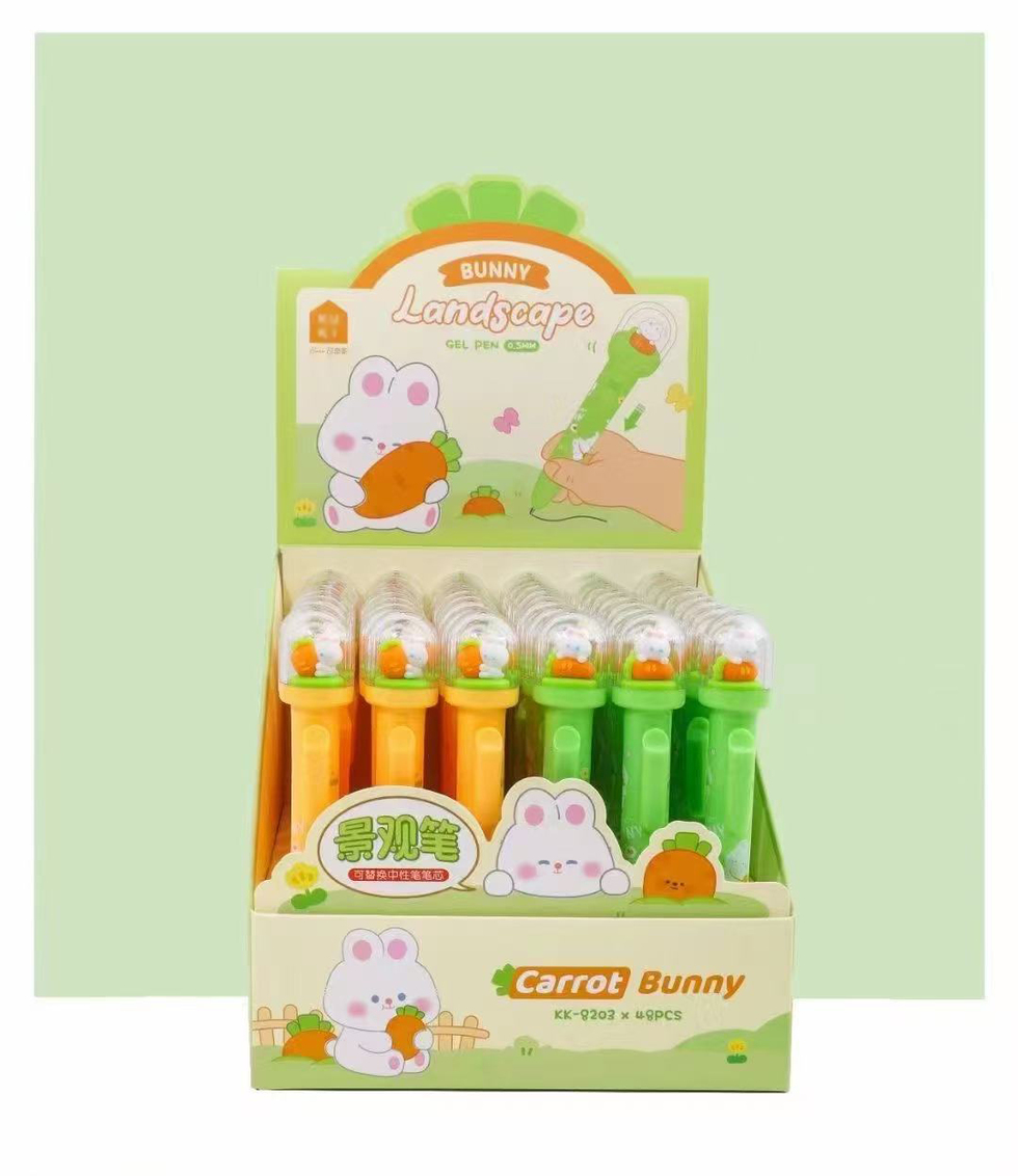 Carrot And Rabbit Landscape Domed Pen
