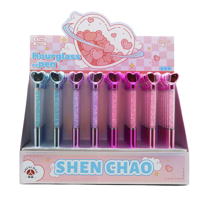 Hourglass Pen - Heart - 4 Colours