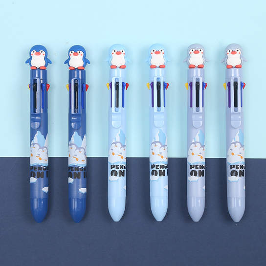 8 Colour Pen - Penguin Topper - 3 Assort