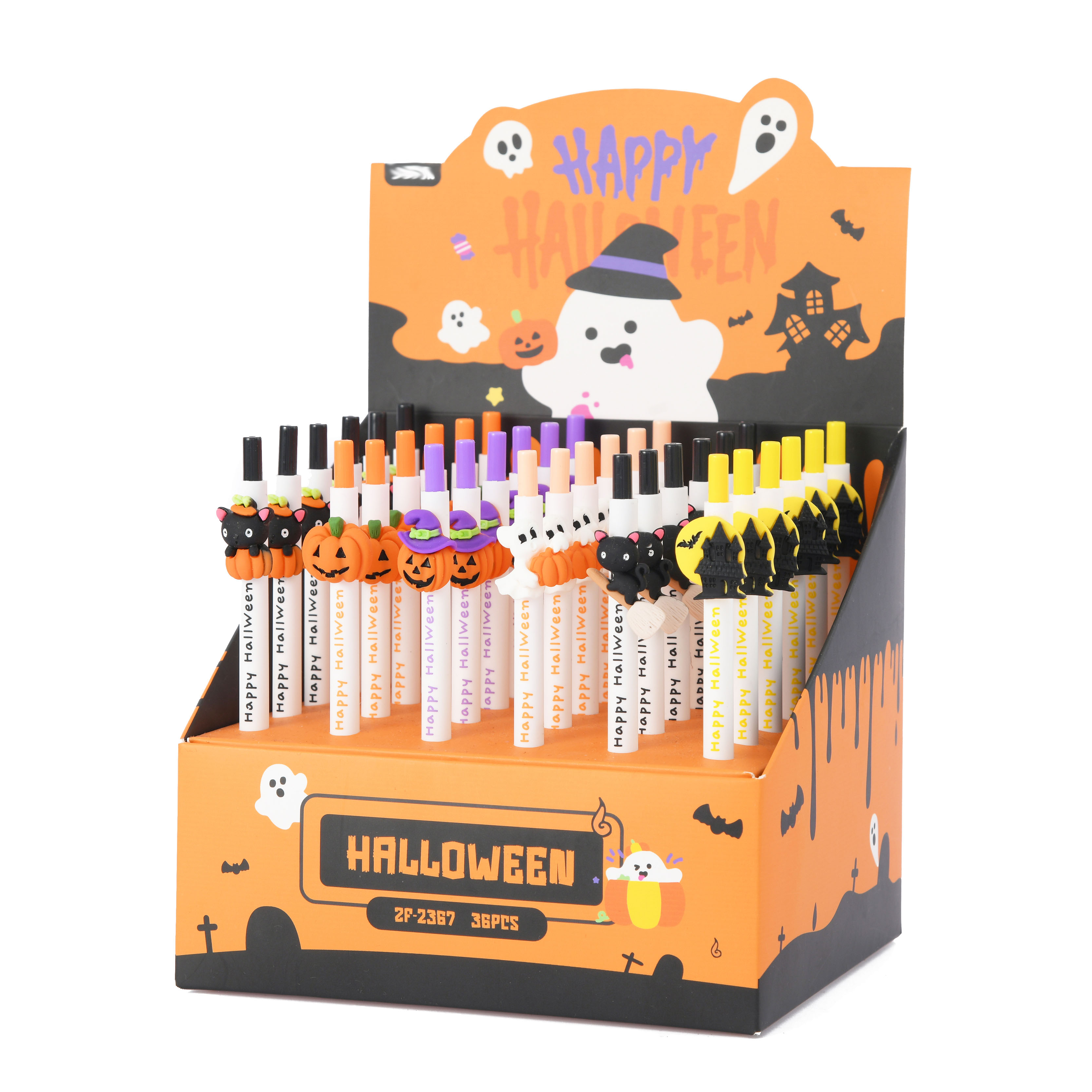 Happy Halloween - Fine Tip Pen With Charm - 6 Assorted
