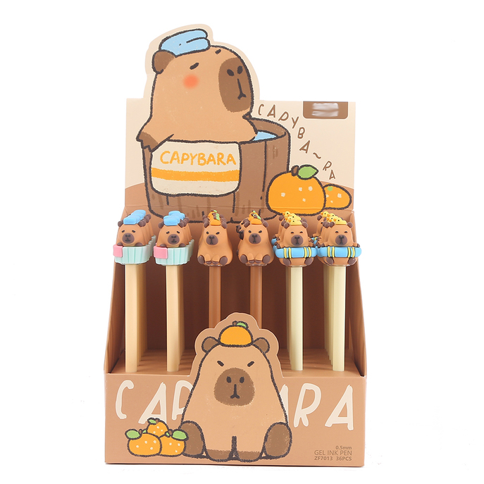 Capybara 0.5Mm Gel Ink Pen With Topper - 3 Assorted