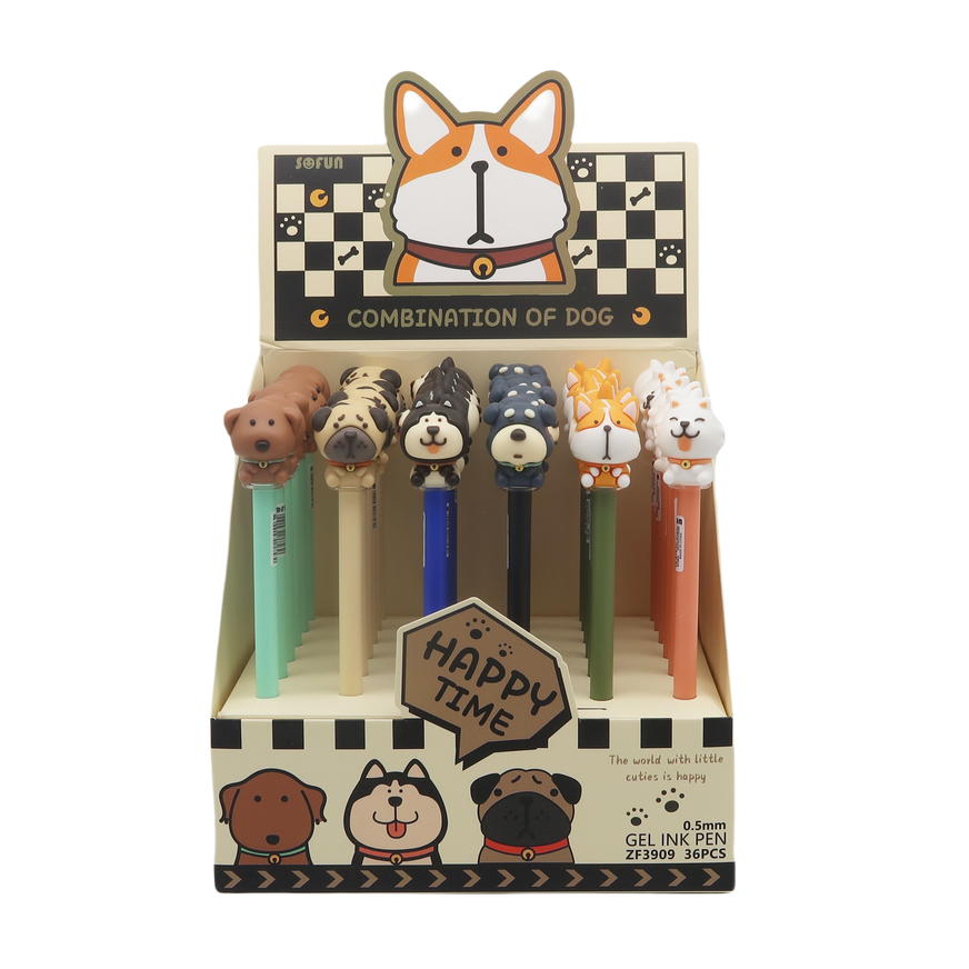 Dog Comination Gel Ink Pen 0.5 Mm - 6 Assorted