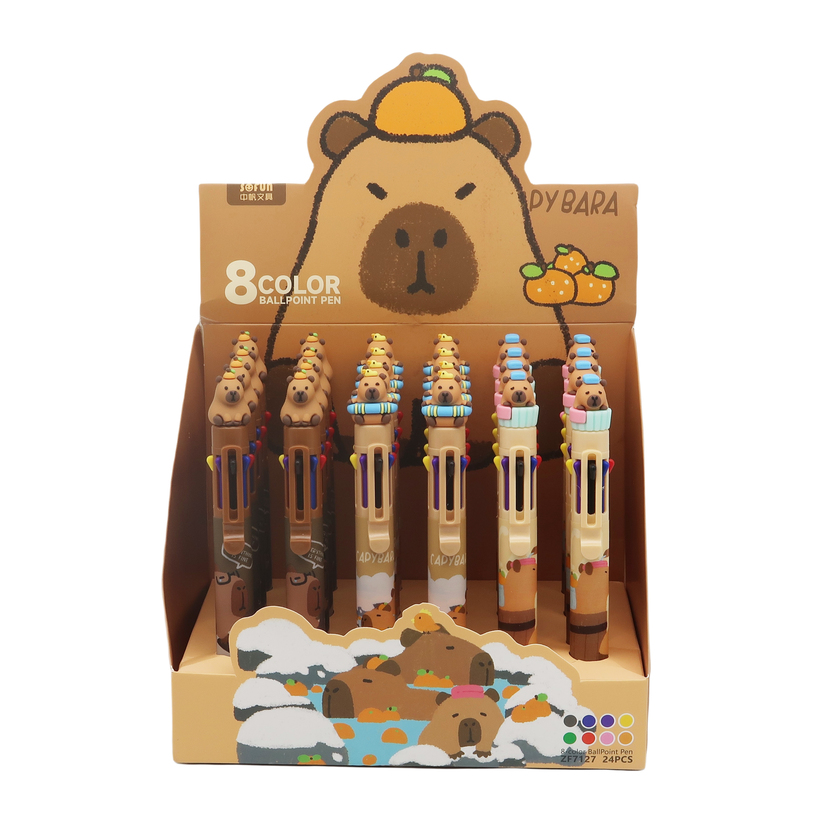 Capybara 8 Colours Mutlicolour Pen - 3 Designs