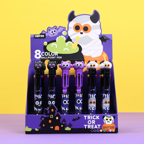 Trick Or Treat - 8 Colour Ballpoint Pen - 3 Assorted