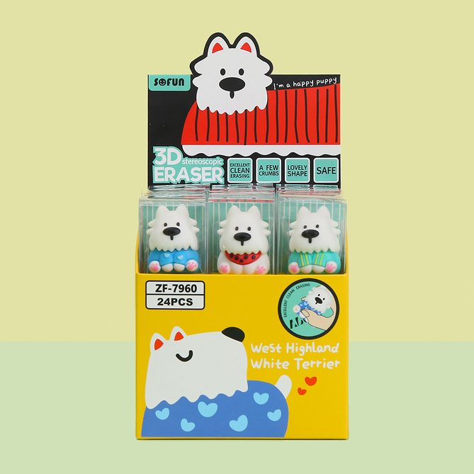 West Highland White Terrier - Eraser - 3 Assorted