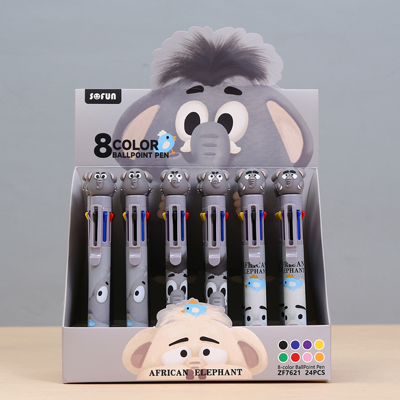 Elephant 8 Colour Pen - 3 Assorted