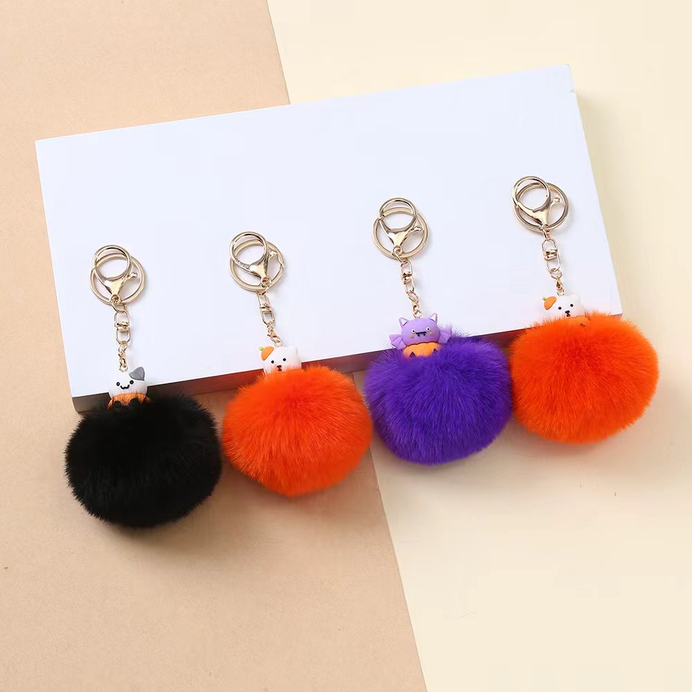 Pom Pom Bag Charm Keychain, Halloween