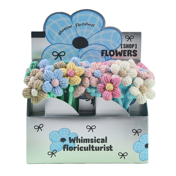 Glitter Efefct Fabric Flower, Gel Pen, 4 Colours