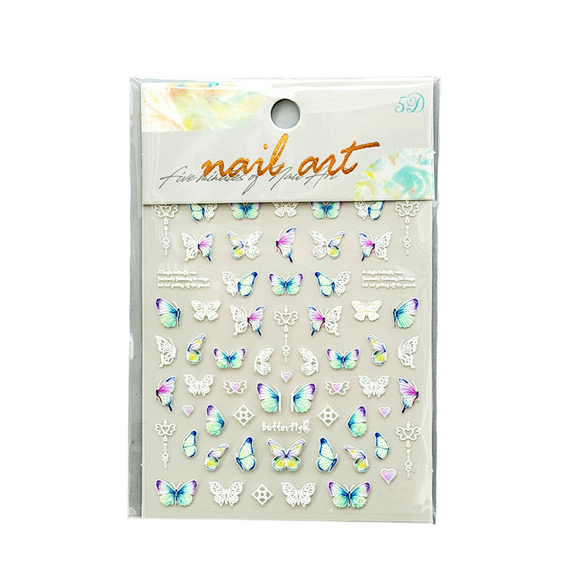 Green / White / Purple Butterfly-Nail Stickers