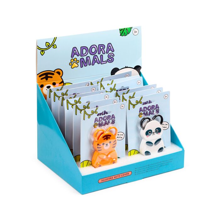 Adoramals Wild Kids Scissors In Magnetic Holder - Tiger And Pand