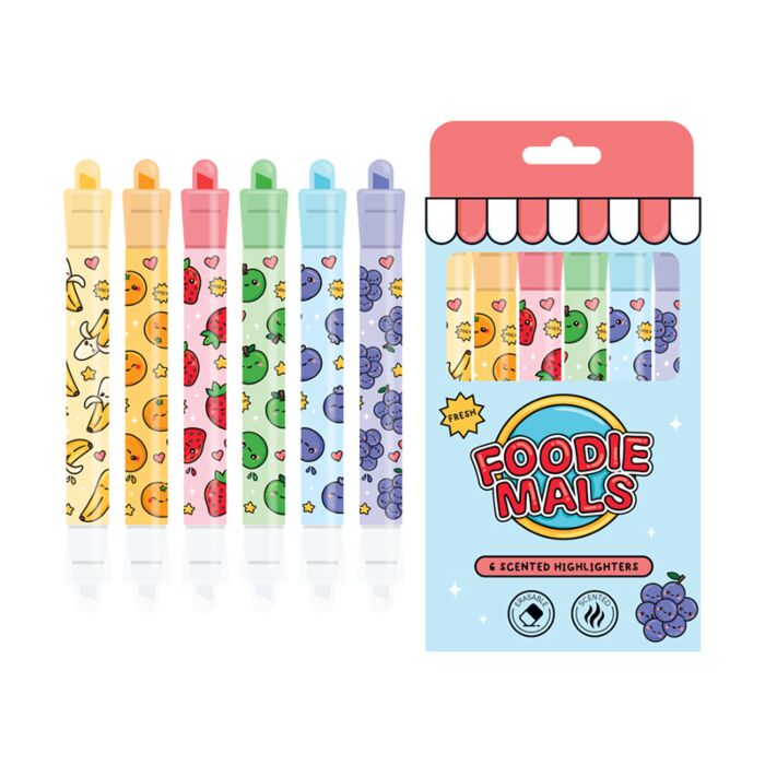 Foodiemals Fruit Eraseable Highlighter Set/6 With Scented Ink