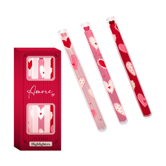 Amore Heart Pop Top Highlighter Pen Set/3