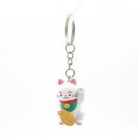  Waving Cat Keychain, White 