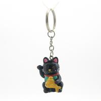  Waving Cat Keychain, Black 
