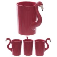  Ceramic Pink Flamingo Shaped Handle Mug 