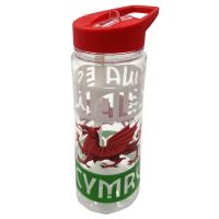  Plastic Water Bottle with Flip Straw Welsh Dragon 550ml 